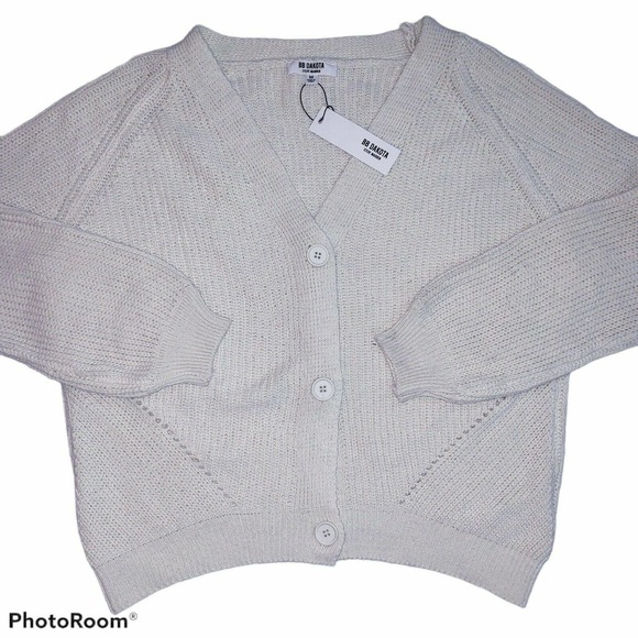 NEW BB Dakota Steve Madden Womens Off White Cream Button Cardigan Sweater Size M - Picture 1 of 9